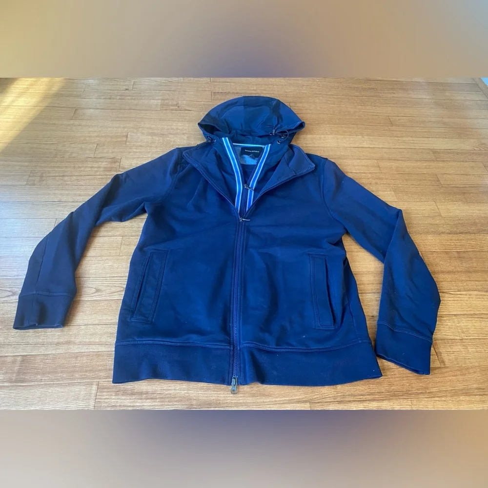 Banana Republic ST false front Dark Blue Hooded double zip Jacket Men’s Large